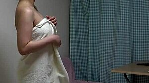 japanese stewardess strips off uniform for steamy shower scene