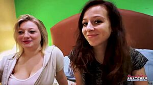 blonde faith and redhead katie share hard cock pov