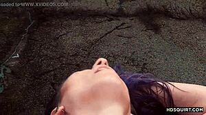 Man, free spirit Cat Asstrophe squirts hard by the shore!