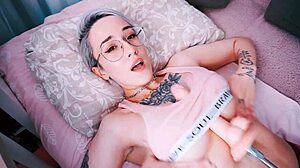 cute short-haired babe gets wild with fuckmachine tittyfuck