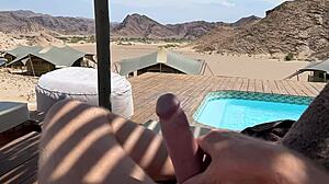 massive cumshot in the desert, pure outdoor madness!
