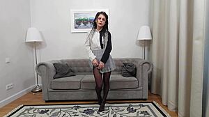 Kim, How Do You Like These Nude and Black Pantyhose?