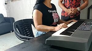 keyboard teacher punishes young student with hard doggystyle banging