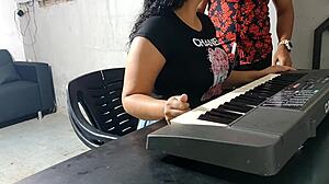 keyboard teacher punishes young student with hard doggystyle banging