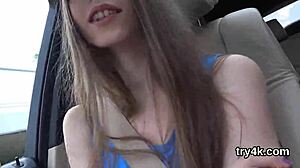 Pretty girl sucks pov cock and gets twat banged