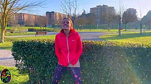 teen 18+ amateurs run in park, act slutty with anal assfucking toys deepthroat facial squirting