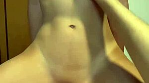 Damn! Amateur cowgirl with perfect tits rides hard in dorm!