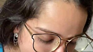 Nerdy Busty Brunette Sucks Wellington Prado's Big Cock Deep