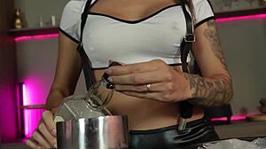 Sexy Latina Bartender Ashley Sanz Bangs Client After Closing