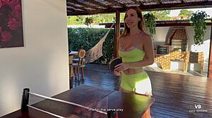 She Lost the Table Tennis Challenge and Ended Up Sucking My Pussy in Wild Homemade Roleplay