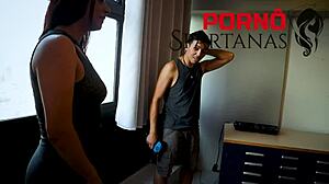 Brazilian wife rides cowgirl with close-up hairless action