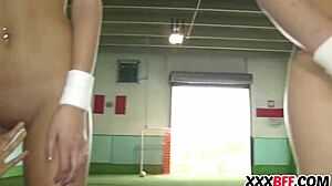 Lesbian Soccer Team Bangs Newbie With Hardcore Action