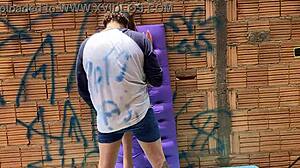 I watched this latina amateur stick her hand in her ass outdoors with toys.