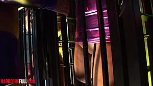 Pornstar woman hosts parties in her neon dungeon