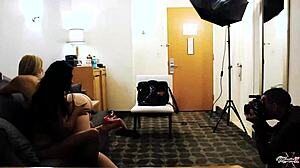 Sara Jay, The Beautiful Milf Pornstar, Shows Off Her Big Tits While Kissing Sensually.