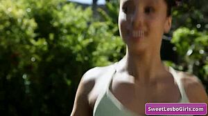 ebony teen whitney wright and white friend alexis tae make out after workout