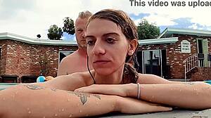 hazel haze fucks and sucks my cock poolside