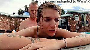 hazel haze fucks and sucks my cock poolside