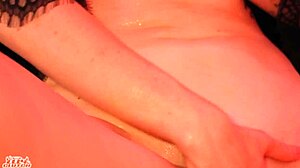 Redhead with Big Tits Enjoys Oily Halloween Footjob and Handjob Riding