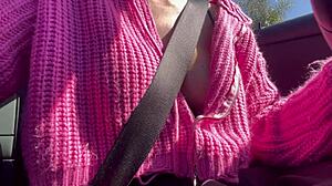 italian milf artemisia love flashes big tits while driving