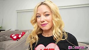 Stepdaughter eagerly helps stepdad with intimate cum release.