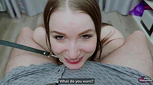 submissive slut begs master for facial cum load