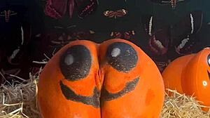 teen gets double creampie in pumpkin patch