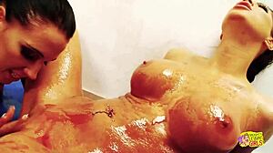 Lesbian Wrestling Turns Into Hot Steamy Sex with These Ladies Kissing and Touching