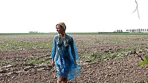 Deniska Enjoys Wild Games with Masked Men Outdoors