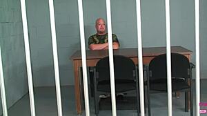 Super sexy police officer roughly bangs him after public pissing incident.