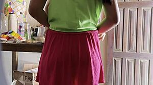 Damn! Nearly Knocked Up Hot Maid in Skirt!