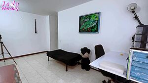 Colombian babe fucks tailor for lingerie