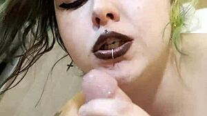 nikki greaves sucks huge goth cock in pov.