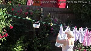 sexy neighbor with big tits and ass shows off saggy tits and feet 😏