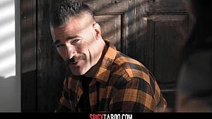 Perv stepdad drills naughty stepson's girlfriend from behind