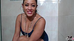 Maxine X gets soapy after cumming hard in bathroom play.