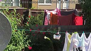 sexy neighbor with big tits and ass shows off saggy tits and feet 😏