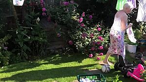 sexy neighbor with big tits and ass shows off saggy tits and feet 😏