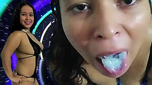 Milf Swallowing Cum While Cuckold Watches Me Masturbate.