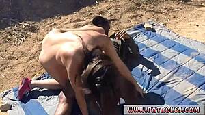 Nasty black woman endures hardcore anal outdoors after police clash