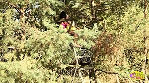 blonde and brunette babes share intense outdoor lesbian fingering