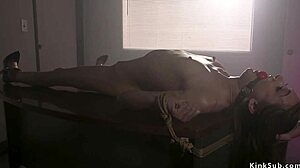 Slim Brunette Tied for Rough Whipping