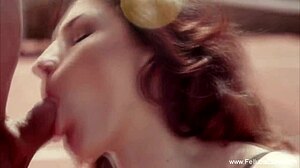 redhead milf tastes cumshot from her partner