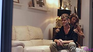 My neighbor begs me to lower the music while bending over.