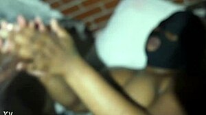 Caught ebony girlfriend titty fucked by best friend on camera