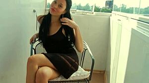 Perv Brunette Candace M Strokes Wet Shaved Pussy