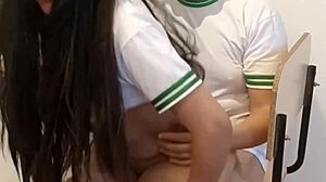 My school girl let me film our classroom sex. She made me promise not to share it!