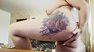 Blonde Tattooed Girl Fingering Her Ass And Pussy Deeply