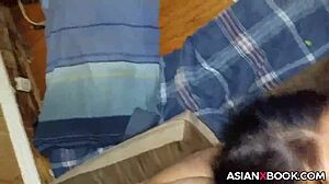 Asian babe receives intense deep throat fucking.