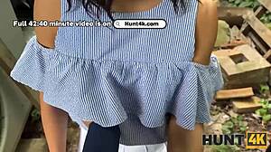 hunter scores hot outdoor action with brunette